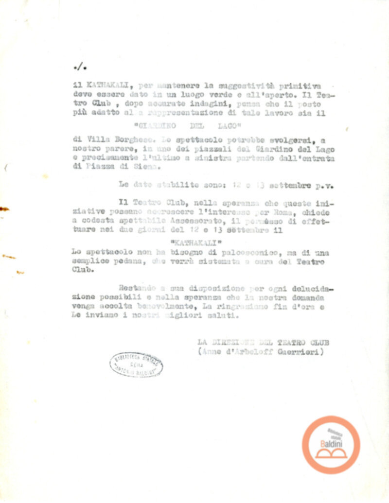 Spettacolo della Compagnia Kalashetra - autorizzazioni