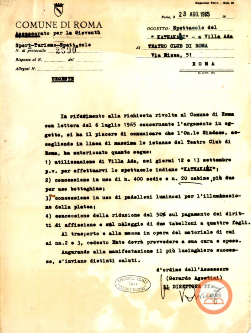 Spettacolo della Compagnia Kalashetra - autorizzazioni