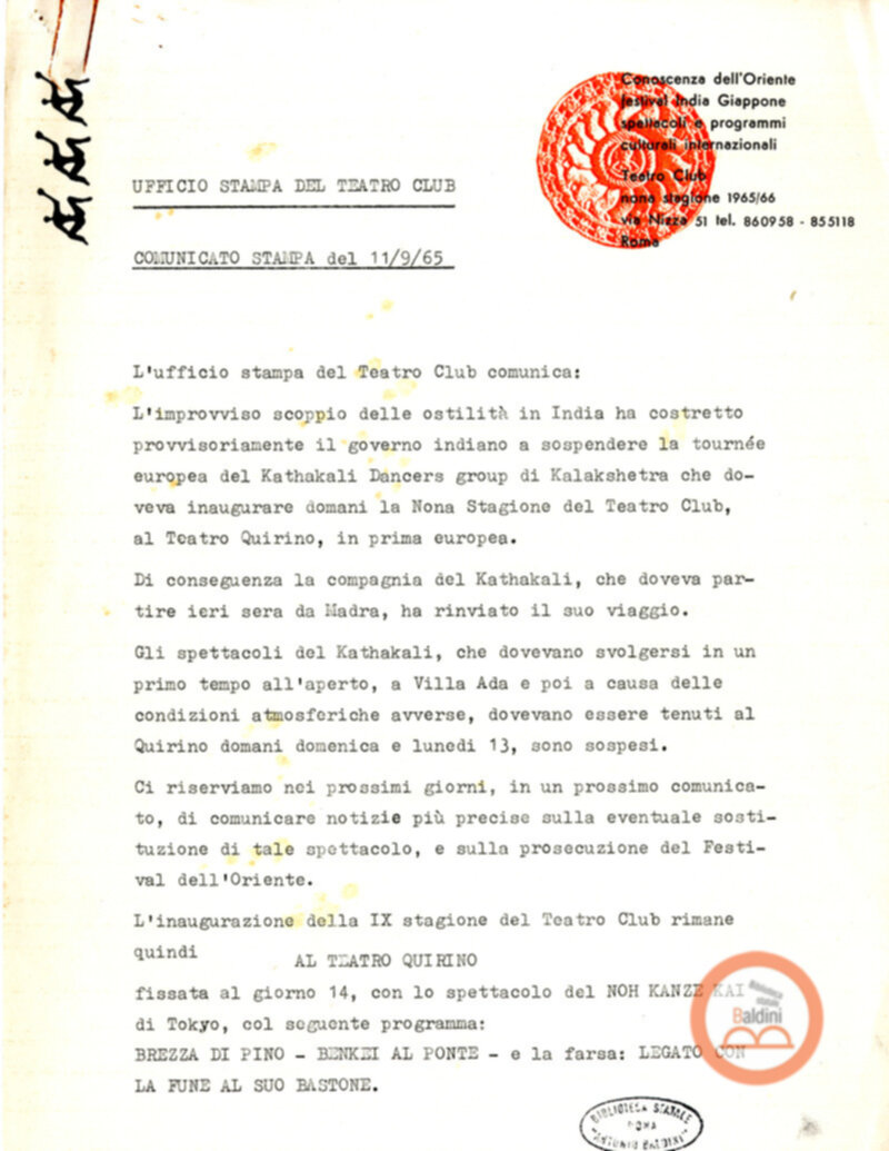 Spettacolo della Compagnia Kalashetra - autorizzazioni