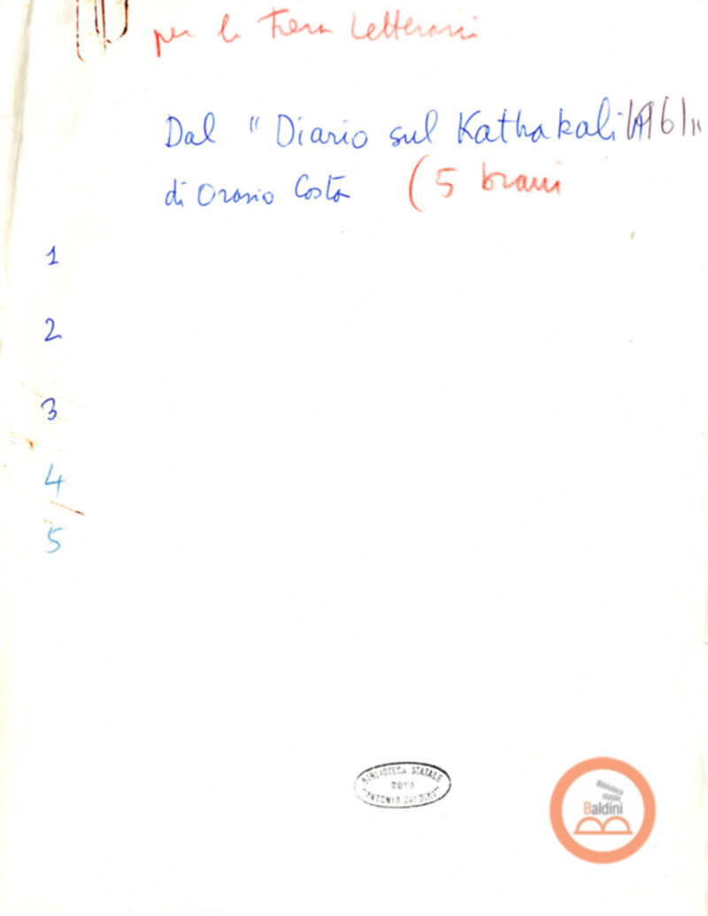 Pagine di diario sul Kathakali