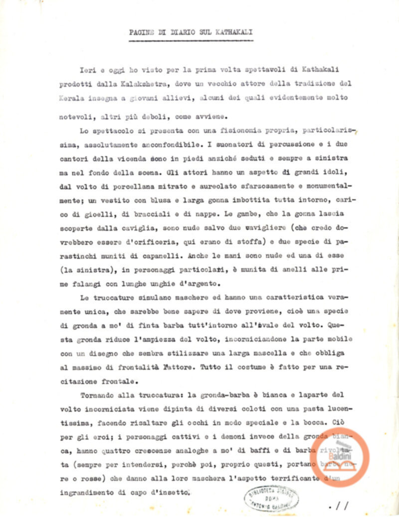 Pagine di diario sul Kathakali