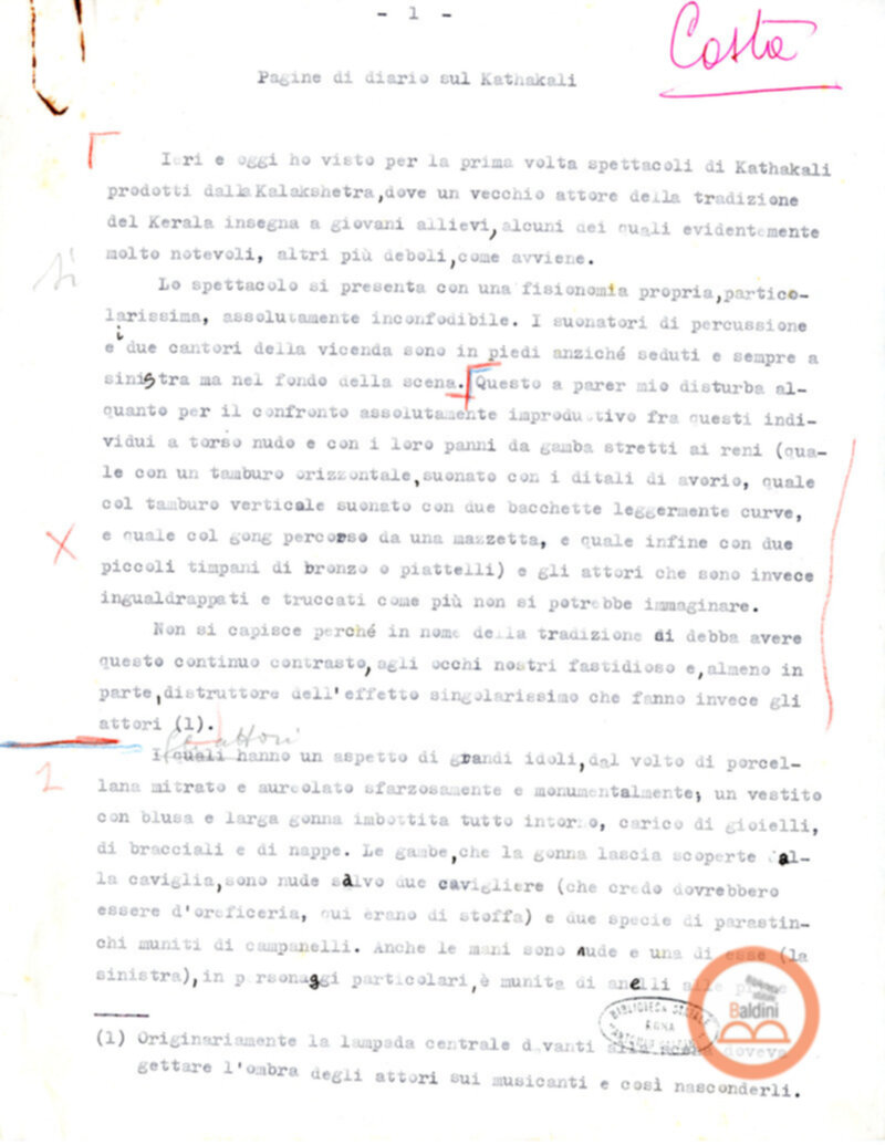 Pagine di diario sul Kathakali