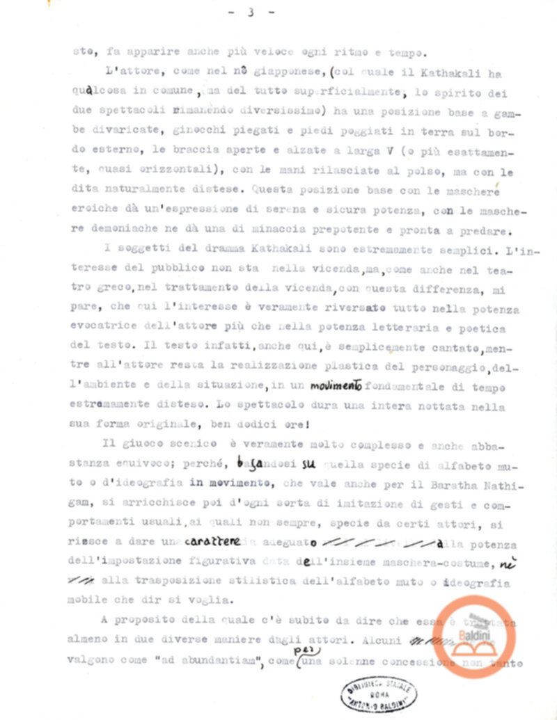 Pagine di diario sul Kathakali