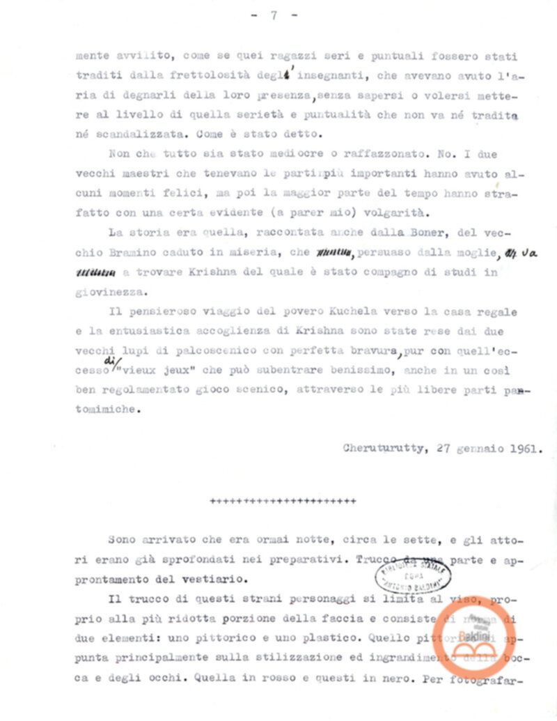 Pagine di diario sul Kathakali