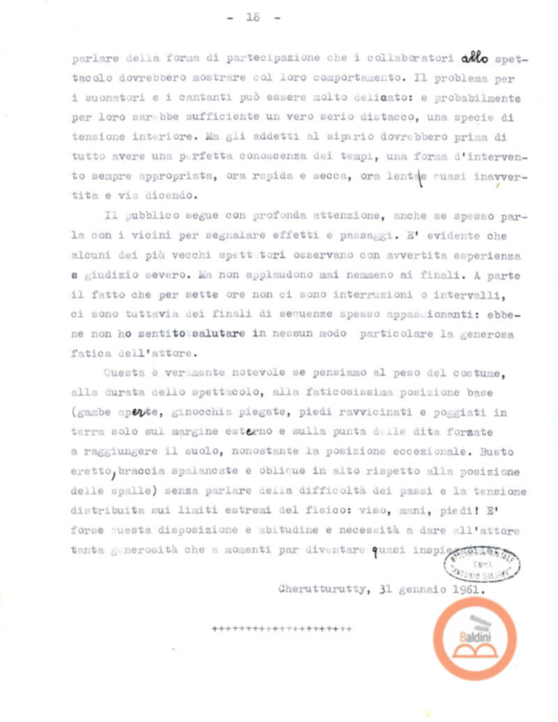 Pagine di diario sul Kathakali