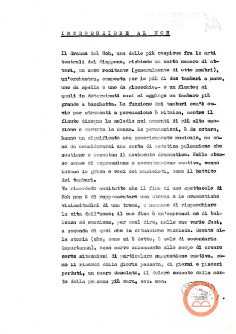 Dramma Noh - Shigechi Kure e Benito Ortolani