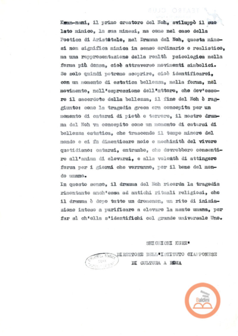 Dramma Noh - Shigechi Kure e Benito Ortolani