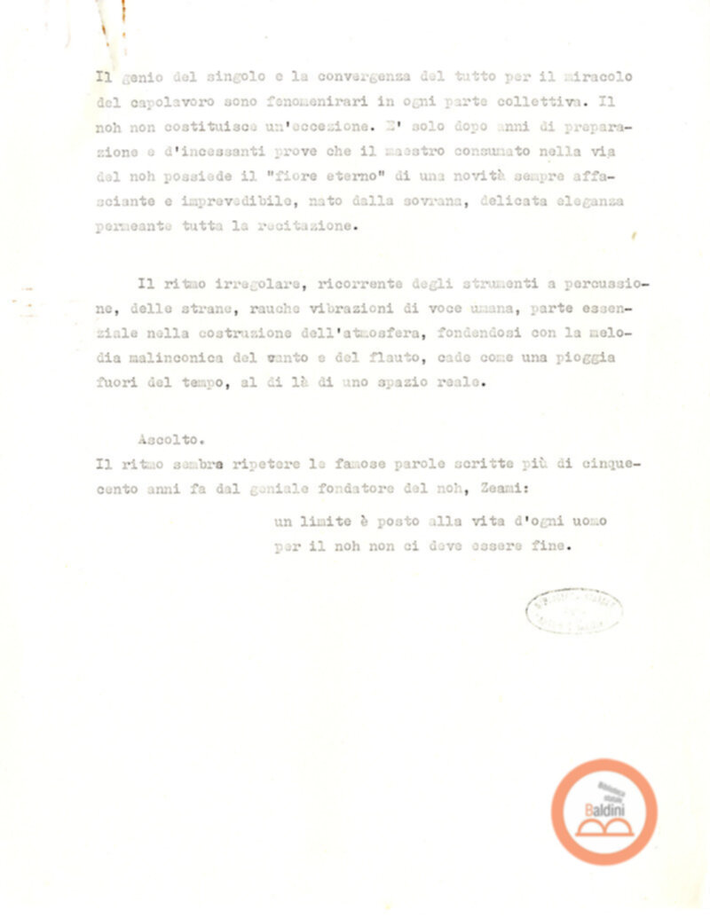 Dramma Noh - Shigechi Kure e Benito Ortolani