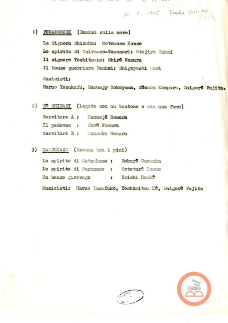 Dramma Noh - Shigechi Kure e Benito Ortolani