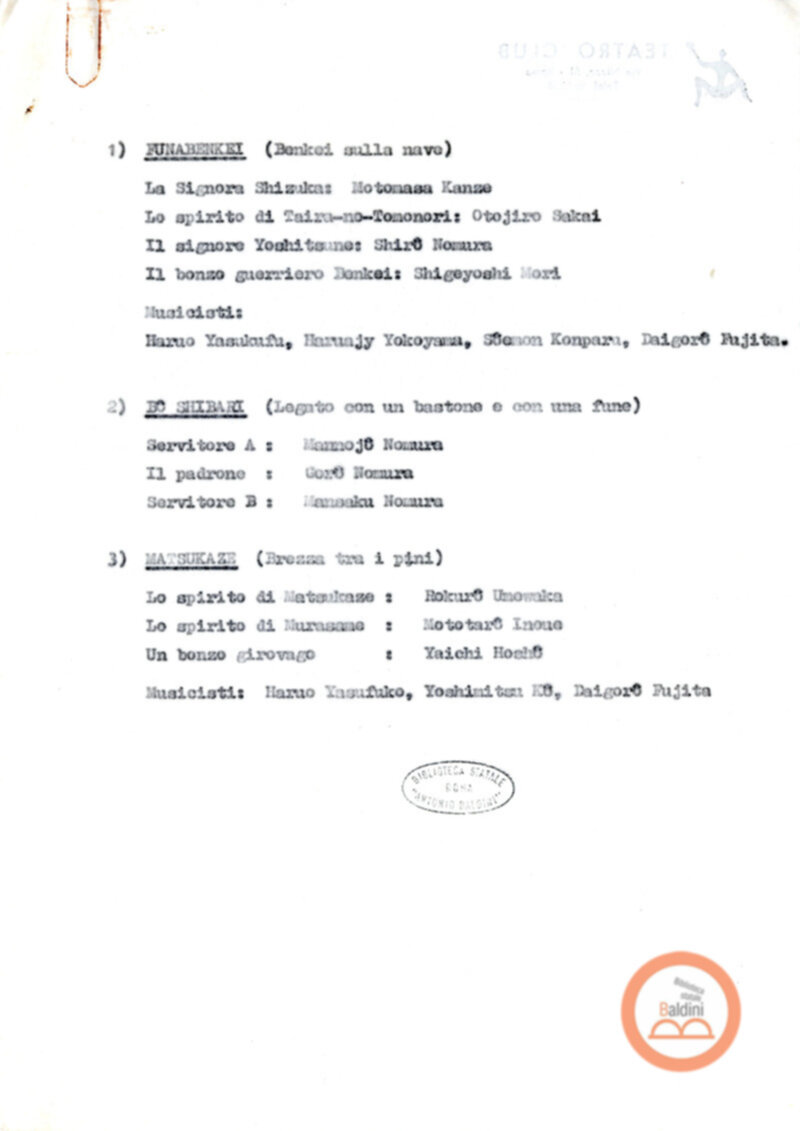 Dramma Noh - Shigechi Kure e Benito Ortolani