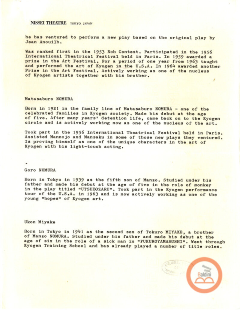 Spettacoli di Noh e di Kyogen a Roma