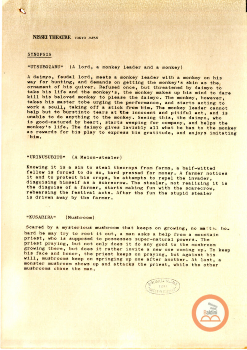 Spettacoli di Noh e di Kyogen a Roma