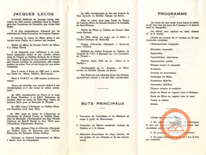 Ecole Jacques Lecoq mime Théatre-Mouvement