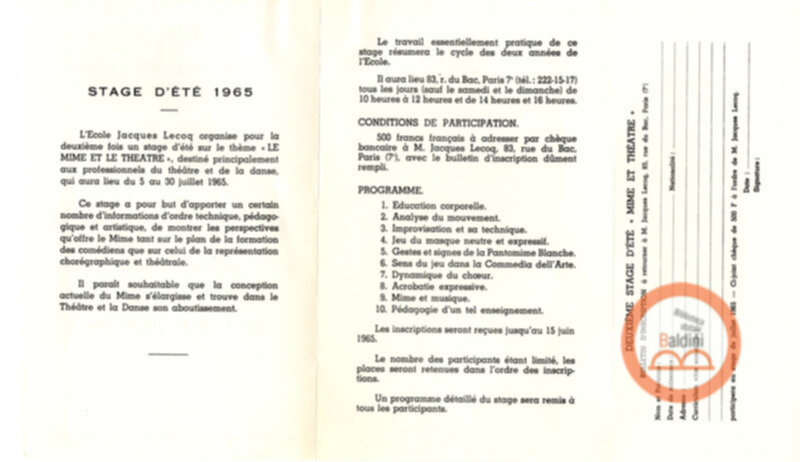 Ecole Jacques Lecoq mime Théatre-Mouvement - promozione e pubblicità