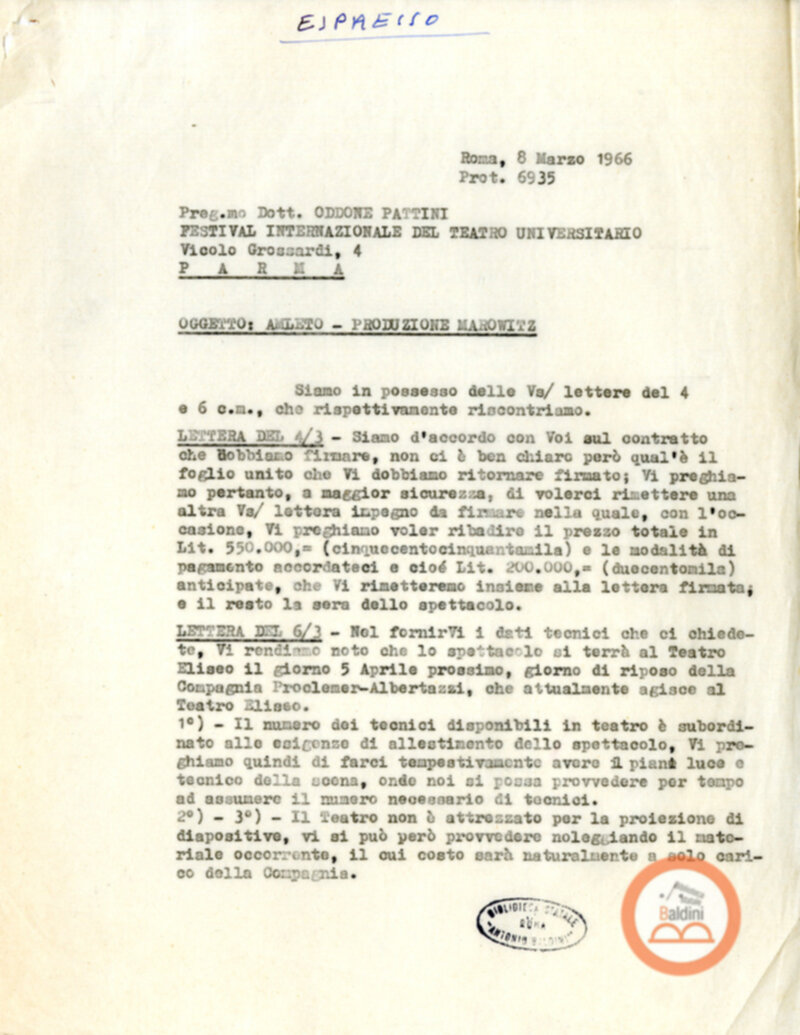 Amlet - accordi per la messa in scena