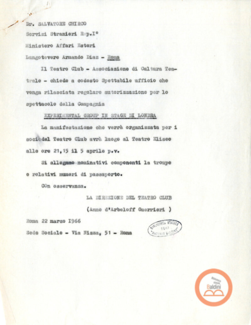 Ubo Roy e Amleto - nulla osta ed autorizzazioni