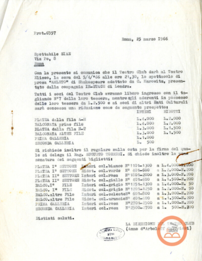 Ubo Roy e Amleto - nulla osta ed autorizzazioni