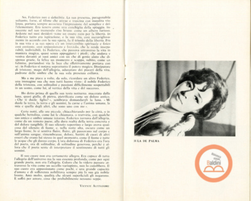 Programma spettacolo Ritratto di Garcia Lorca