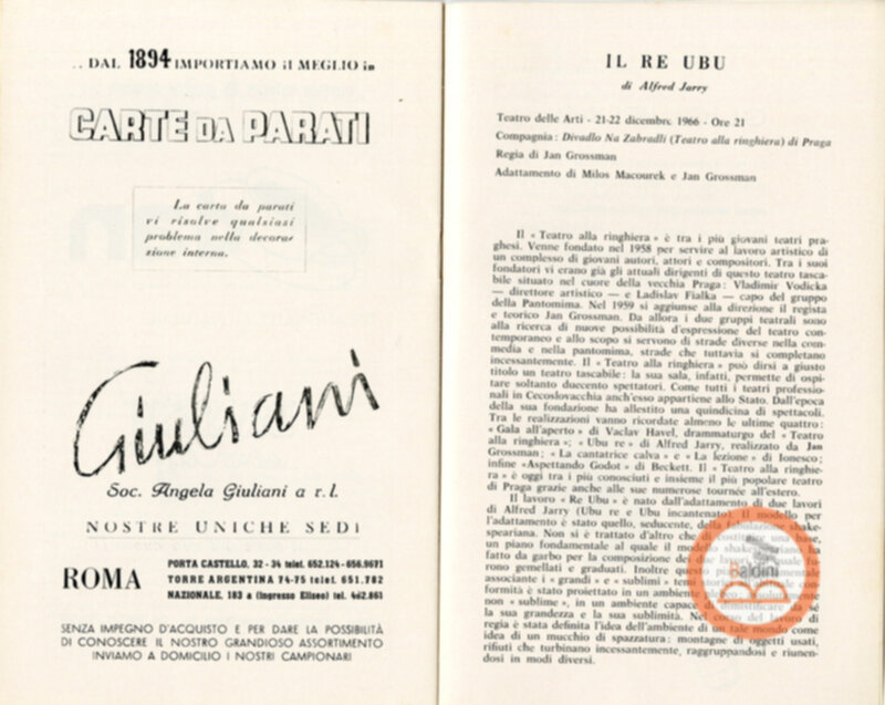 Programma spettacolo Ritratto di Garcia Lorca