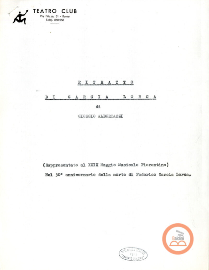 Ritratto di Garcia Lorca - bozza del testo