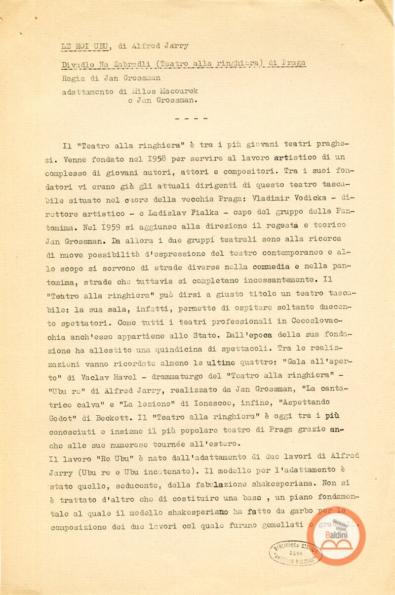 Ritratto di Garcia Lorca - bozza del testo