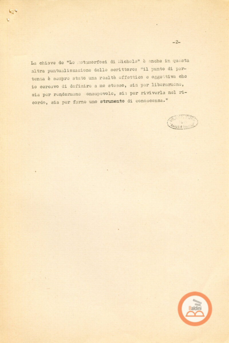 Ritratto di Garcia Lorca - bozza del testo