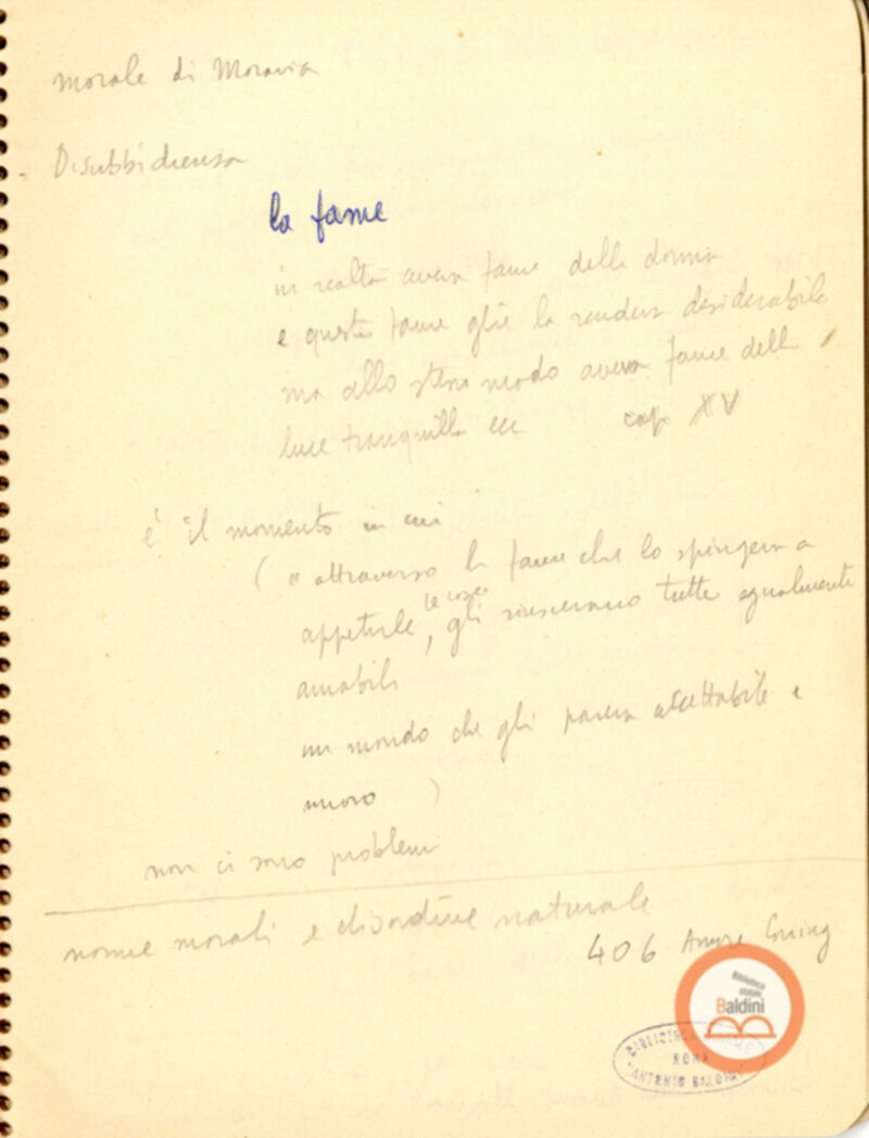 Moravia, per esempio... - quaderno di appunti