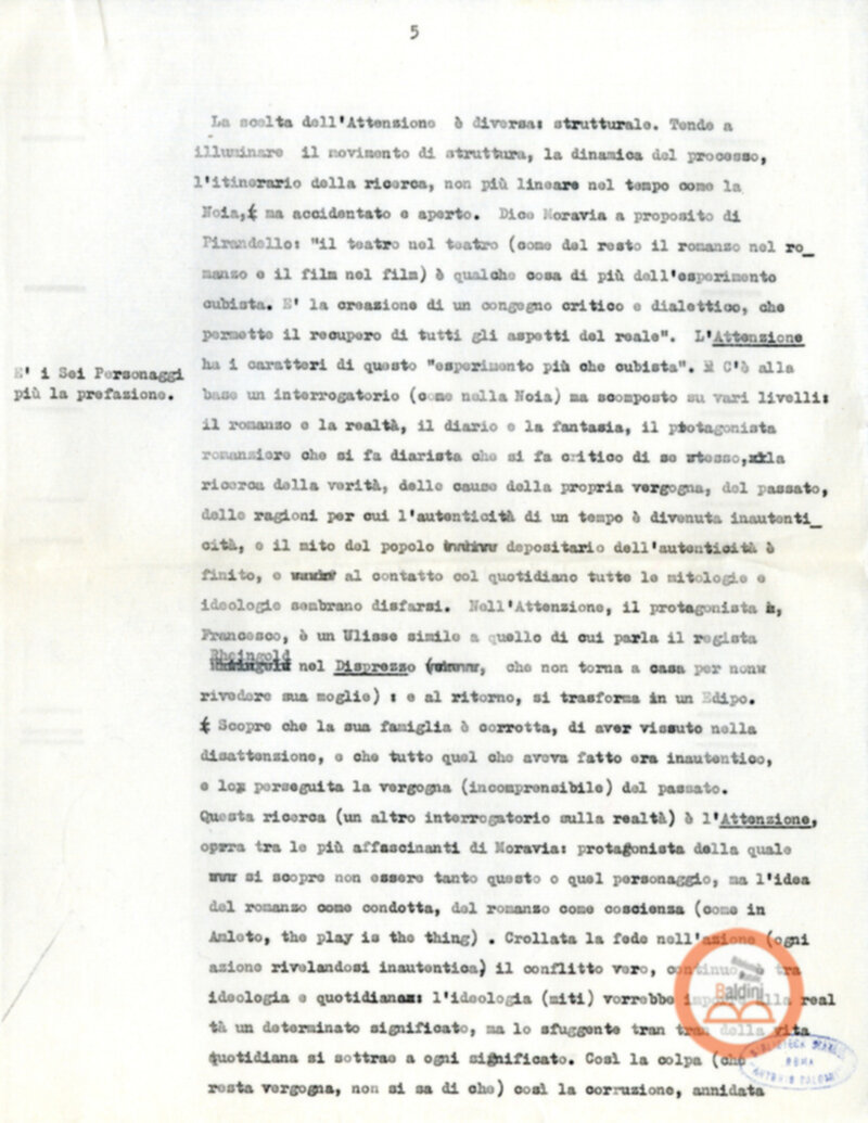 Moravia, per esempio... - quaderno di appunti