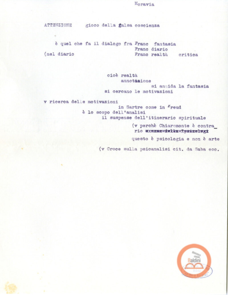 Moravia, per esempio... - quaderno di appunti