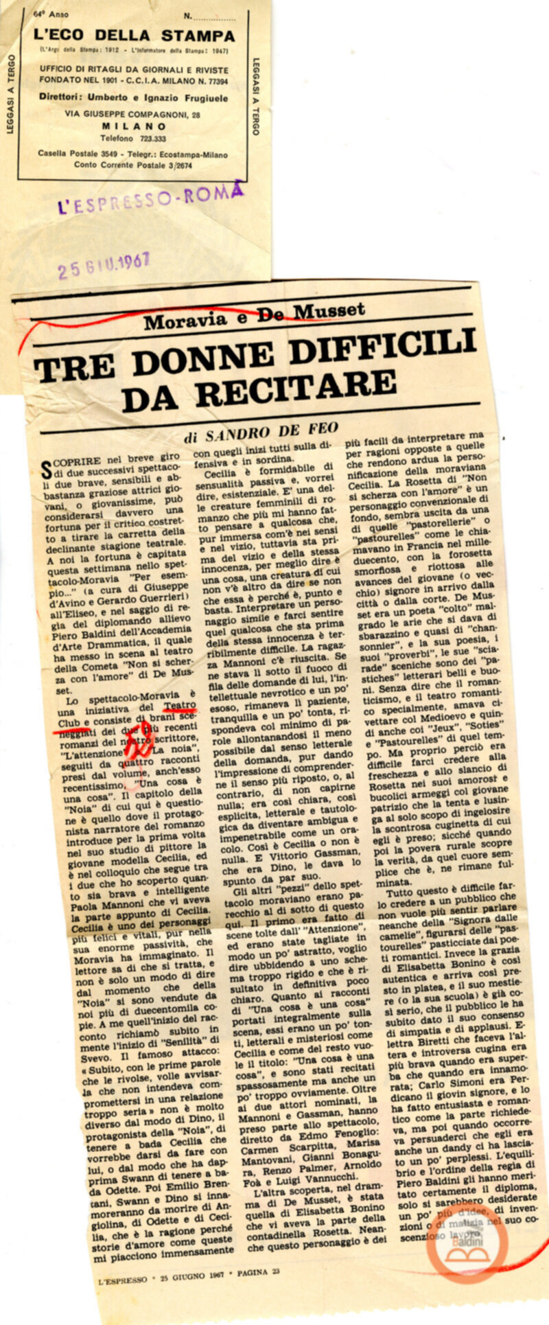 Moravia per esempio... - Rassegna stampa