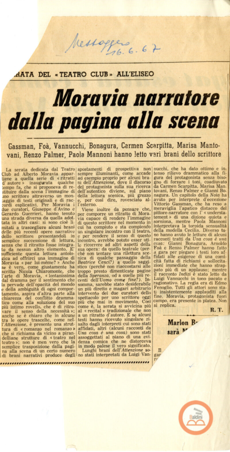 Moravia per esempio... - Rassegna stampa