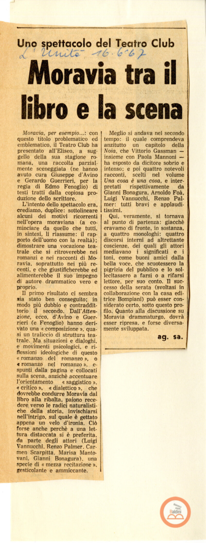 Moravia per esempio... - Rassegna stampa