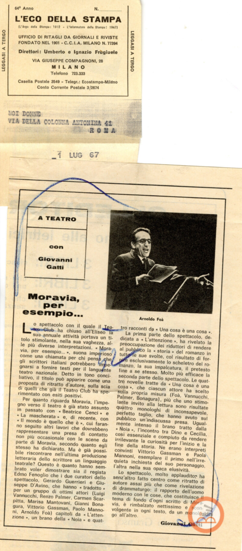 Moravia per esempio... - Rassegna stampa