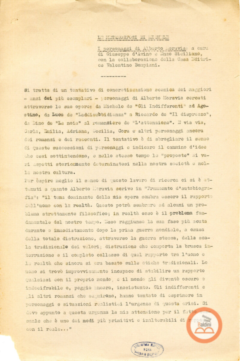 Le metamorfosi di Michele-i personaggi di Alberto Moravia