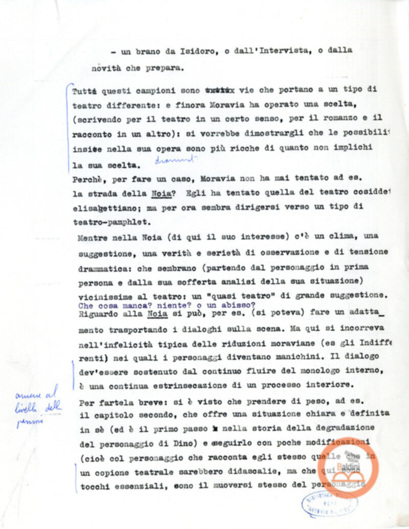 Moravia, per Esempio... - Lettera a Vittorio Gassman