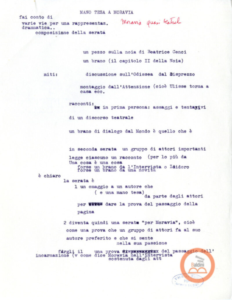 Moravia, per Esempio... - Lettera a Vittorio Gassman