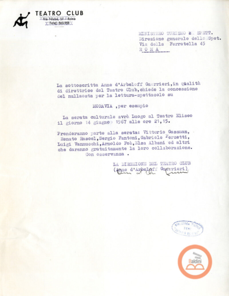 Moravia, per Esempio... - autorizzazioni