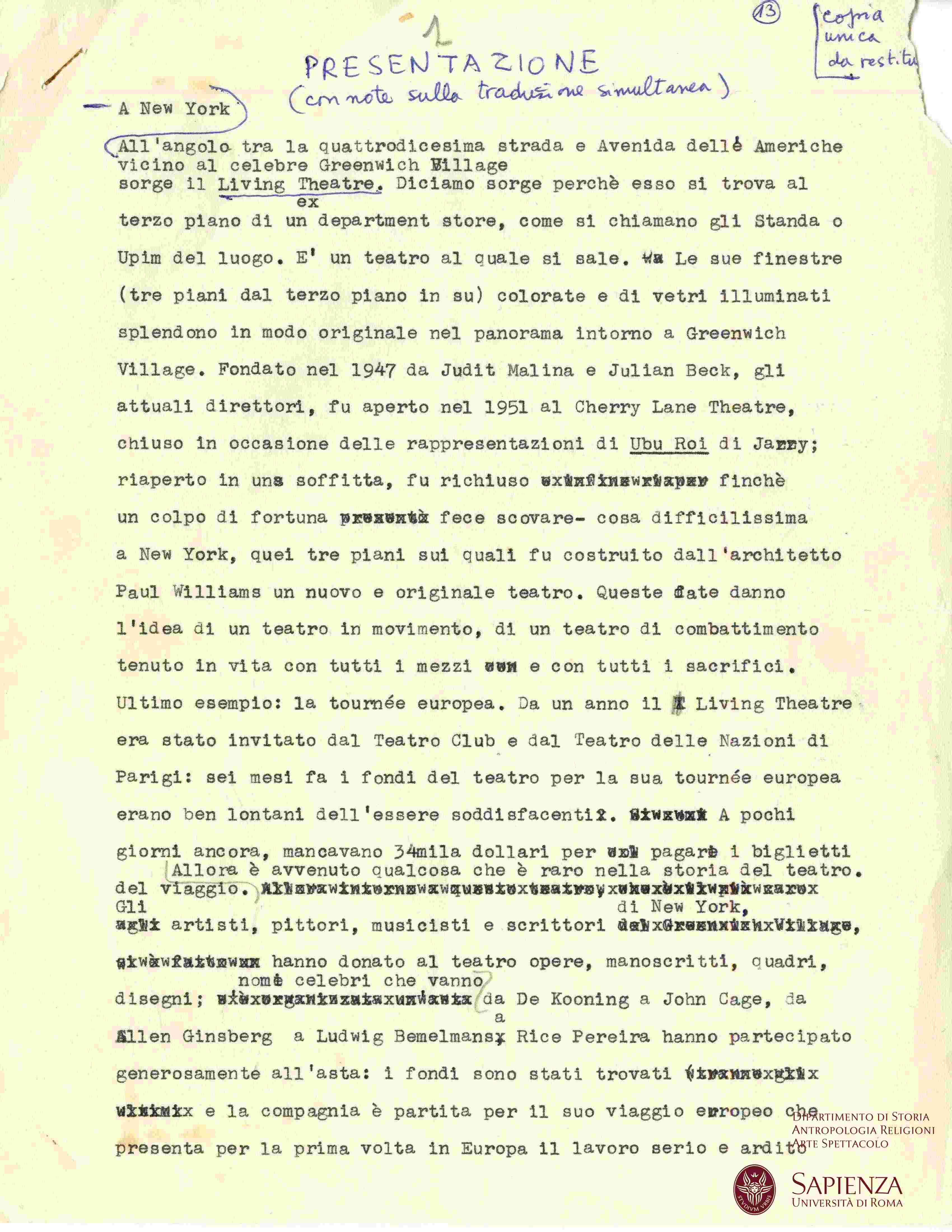 Immagine di Inc. : "Living Theatre…"