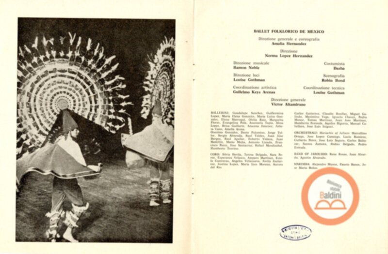Programma dello spettacolo "Ballet folklorico de Mexico" relativo alla rassegna internazionale delle arti dello spettacolo (22-25 maggio 1969).