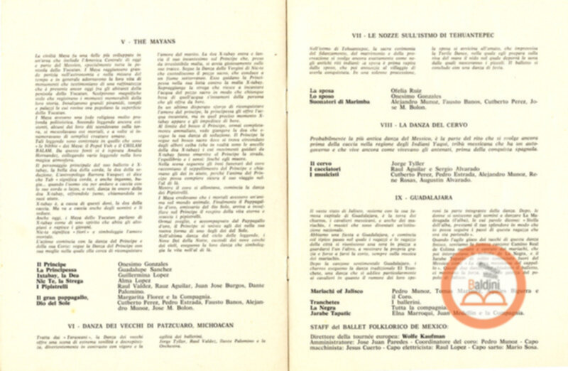 Programma dello spettacolo "Ballet folklorico de Mexico" relativo alla rassegna internazionale delle arti dello spettacolo (22-25 maggio 1969).