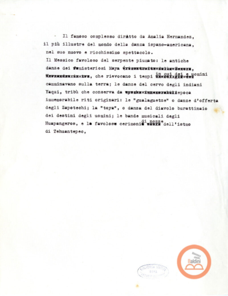 Balletto folkloristico messicano - dati tecnici