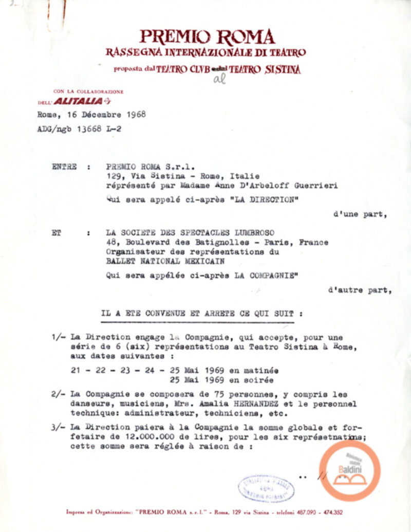 Balletto messicano - bozze contrattuali