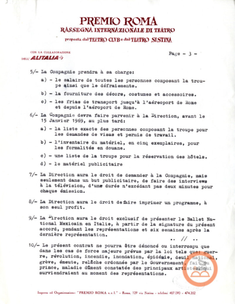 Balletto messicano - bozze contrattuali