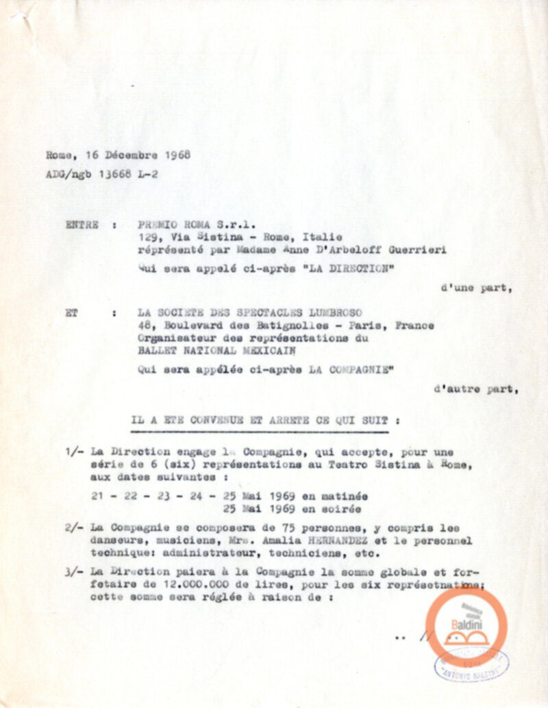 Balletto messicano - bozze contrattuali