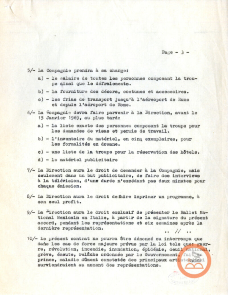 Balletto messicano - bozze contrattuali