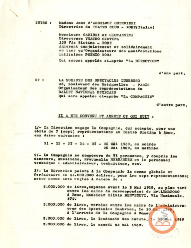 Balletto messicano - bozze contrattuali