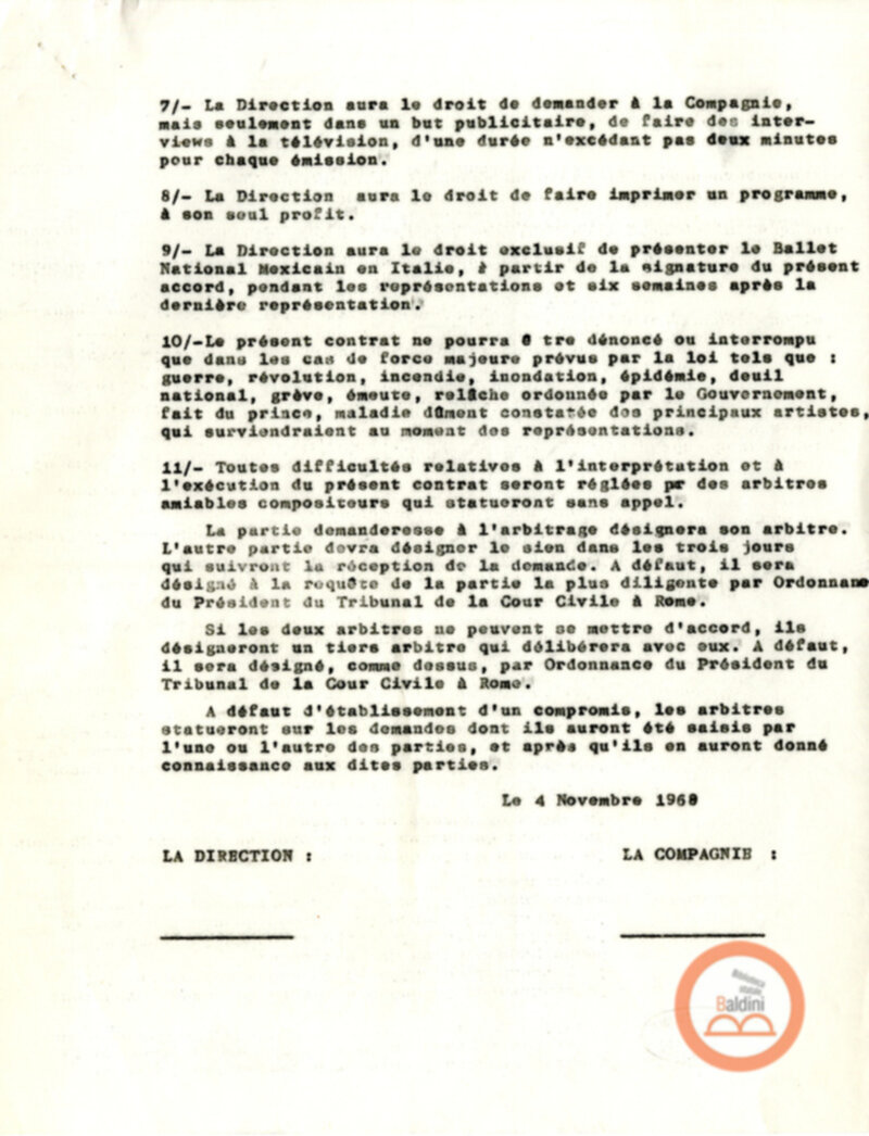 Balletto messicano - bozze contrattuali