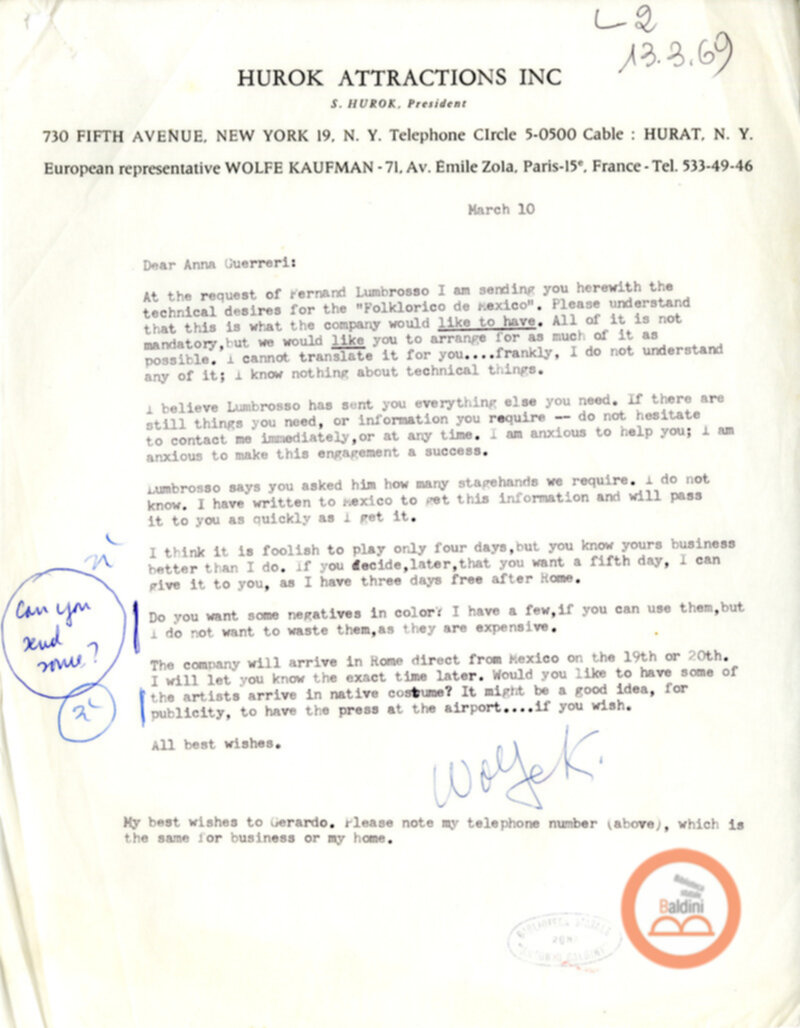 Balletto messicano - corrispondenza