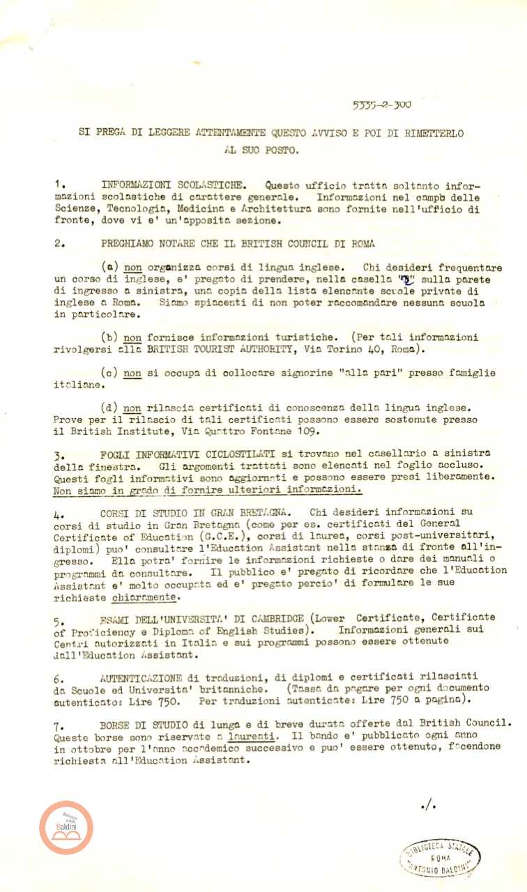 Premio Roma '70 - istituti inglesi e americani