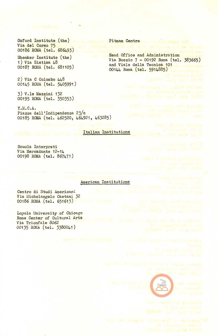 Premio Roma '70 - istituti inglesi e americani